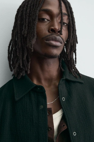 Куртка-рубашка свободного кроя из текстурной ткани- Заказать в России