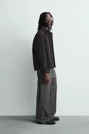 Куртка-рубашка свободного кроя из искусственной кожи- Заказать в России