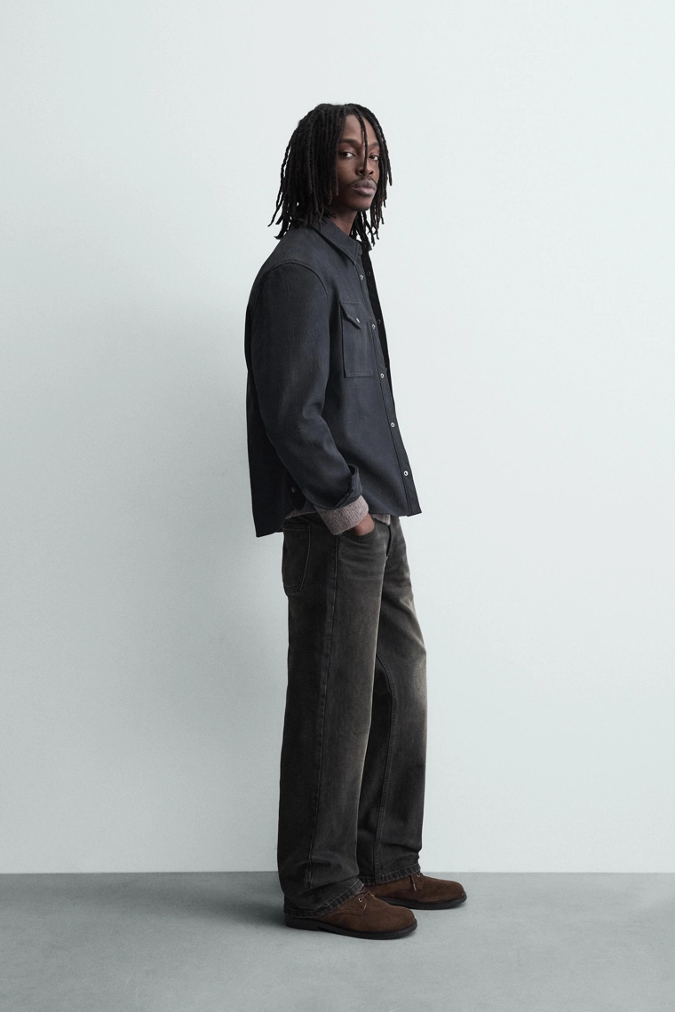 Рубашка oversize из кожзама