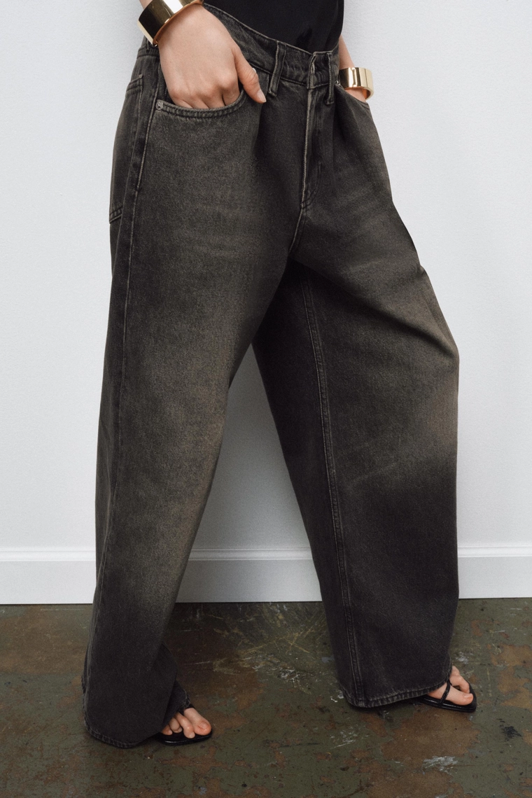 Джинсы широкие со средней посадкой zw коллекции с ластовицами