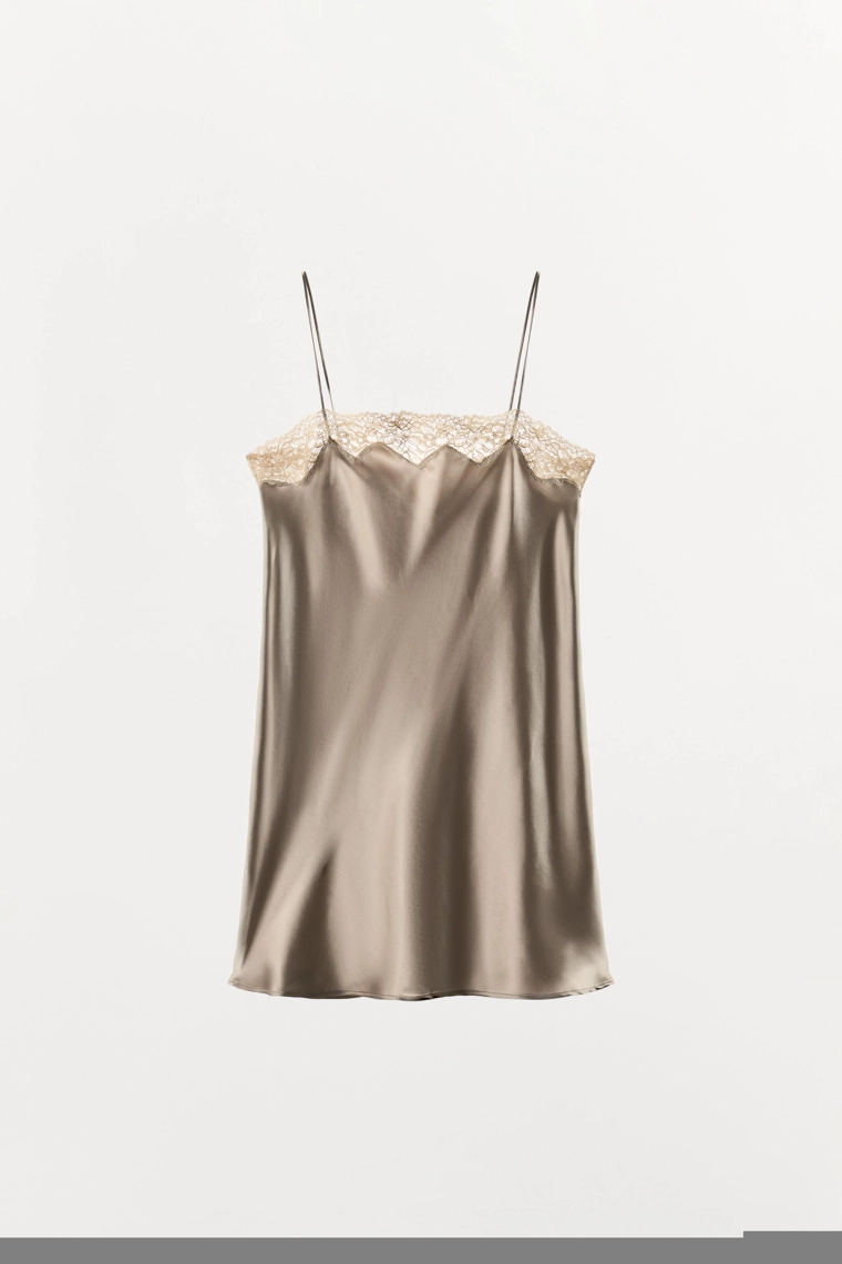 Платье-камисоль из шелкового микса с кружевом