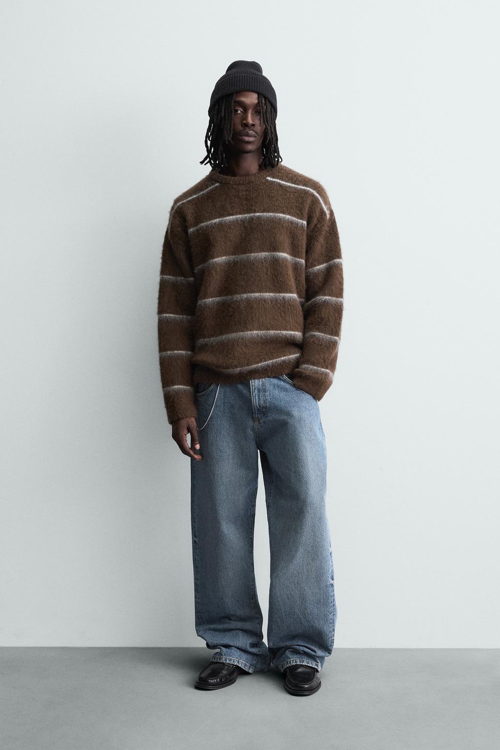 СВИТЕР ИЗ РЕЛЬЕФНОЙ ТКАНИ В ПОЛОСКУ