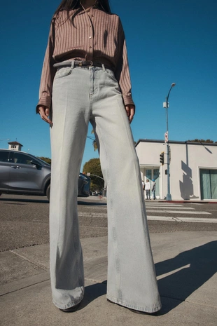 Джинсы Z1975 WIDE LEG с высокой посадкой и ремнем- Заказать в России