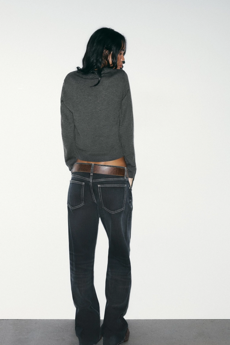 Джинсы с широкими штанинами и низкой посадкой trf