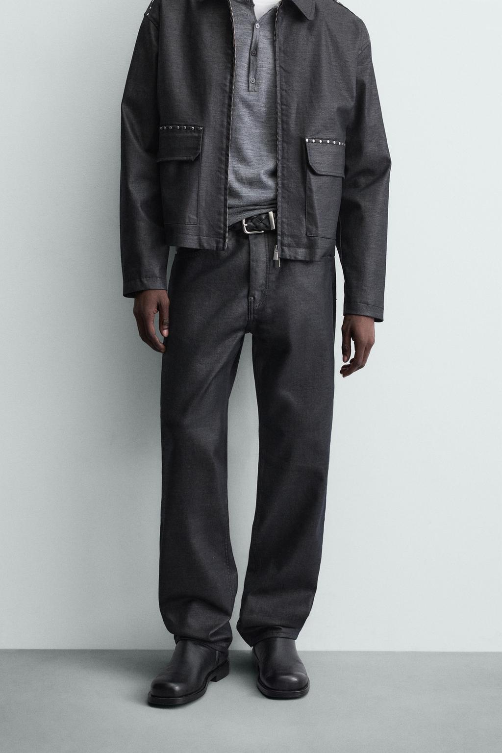 ДЖИНСЫ ПРЯМОГО КРОЯ С ВОЩЕНЫМ ПОКРЫТИЕМ