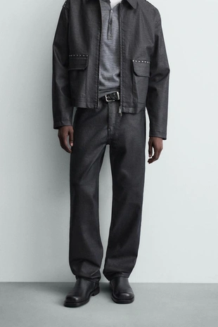 Джинсы прямого кроя с вощеным покрытием- Заказать в России