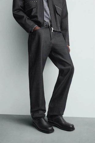 Джинсы прямого кроя с вощеным покрытием- Заказать в России