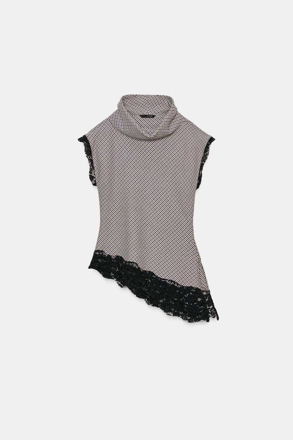 ТОП С УЗОРОМ «ГУСИНАЯ ЛАПКА» И КРУЖЕВОМ