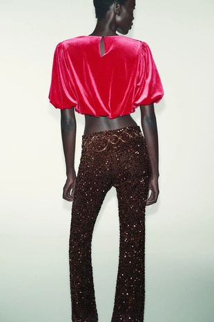 Укороченный вельветовый топ объемного кроя- Заказать в России