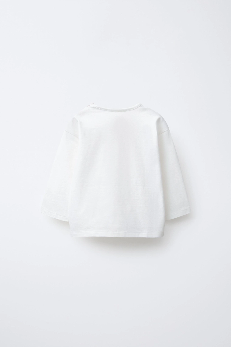 Футболка с животным аппликей и обработкой «маргаритка»