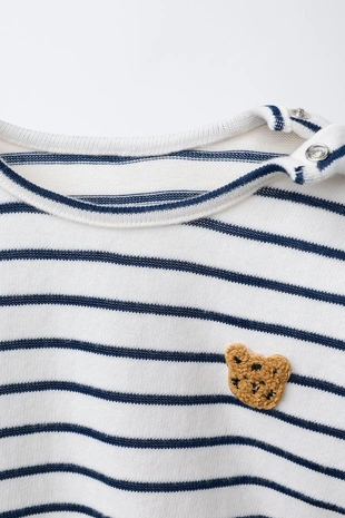 Лонгслив в полоску с нашивкой «тигр» из махровой ткани- Заказать в России