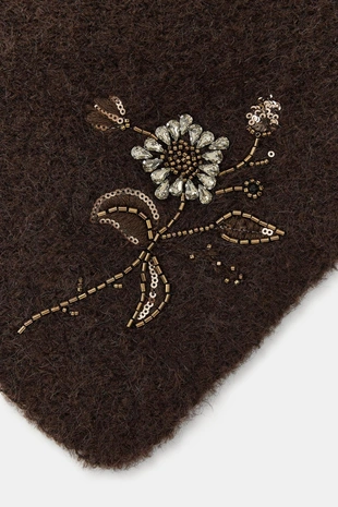 Трикотажная бандана с цветочным узором и бусинами- Заказать в России