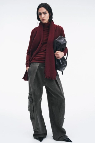 Однотонный шарф с шерстью- Заказать в России