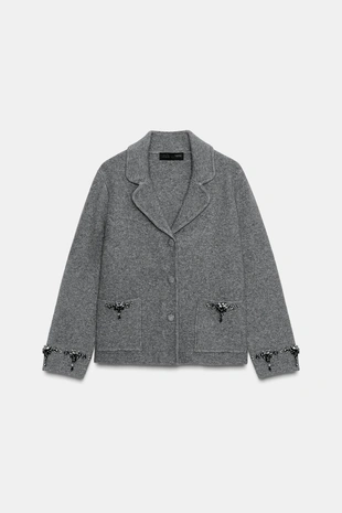 Кардиган с бусинами- Заказать в России