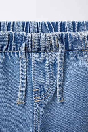 Mid-blue | 8727/702/427 - Zara Джинсы WIDE LEG FLUIDO с дырками