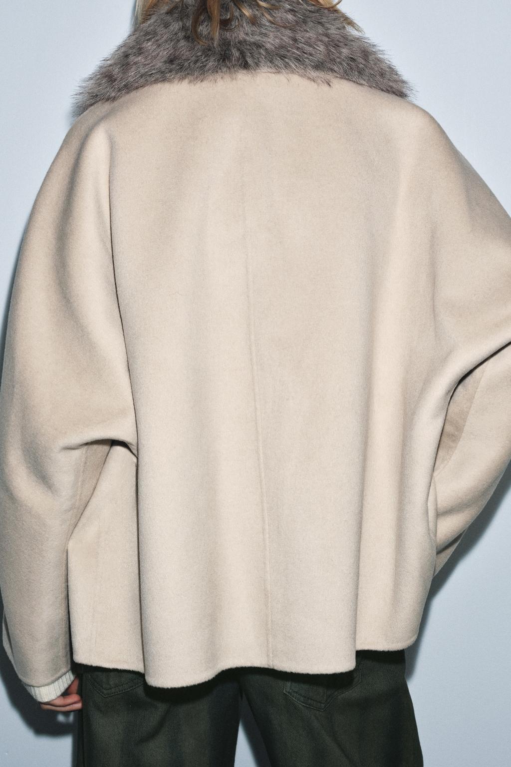 КУРТКА С ШЕРСТЬЮ И ВОРОТНИКОМ ИЗ ИСКУССТВЕННОГО МЕХА — ZW COLLECTION