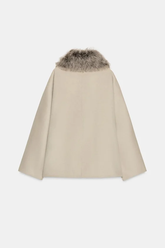 КУРТКА С ШЕРСТЬЮ И ВОРОТНИКОМ ИЗ ИСКУССТВЕННОГО МЕХА — коллекция Zara «ZW»
