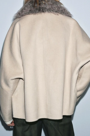 Куртка с шерстью и воротником из искусственного меха — ZW COLLECTION- Заказать в России