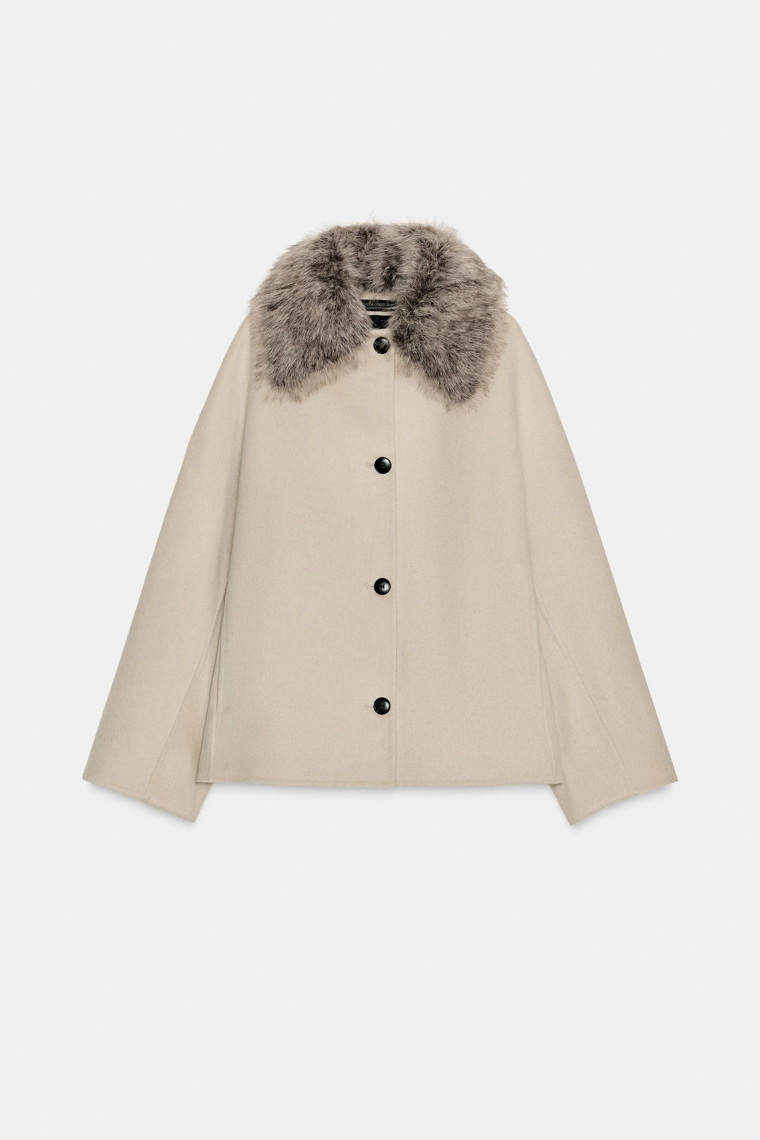 Жакет из шерстяной смеси с искусственным мехом zw collection