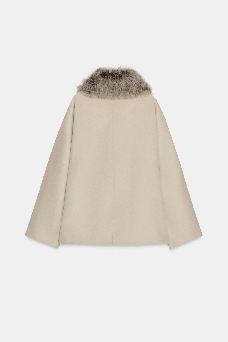 Жакет из шерстяной смеси с искусственным мехом zw collection