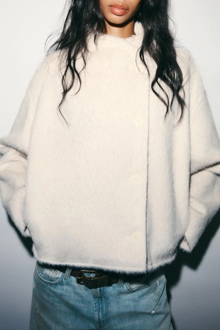 Куртка из искусственного меха с запахом- Заказать в России