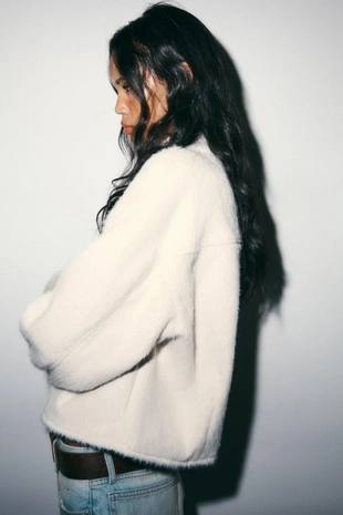 Куртка из искусственного меха с запахом- Заказать в России