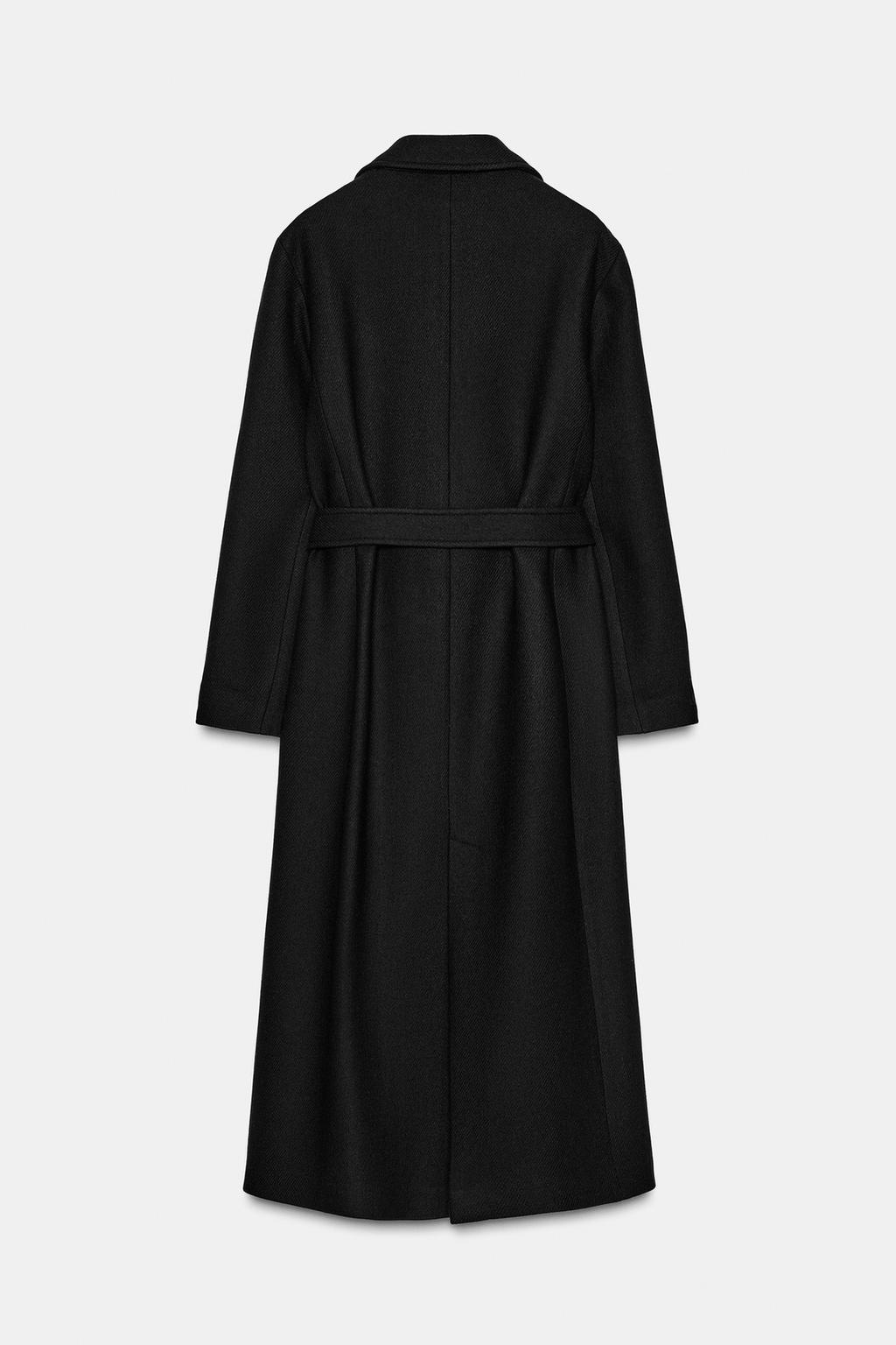 ДЛИННОЕ ПАЛЬТО ИЗ СМЕСОВОЙ ШЕРСТИ С ПОЯСОМ