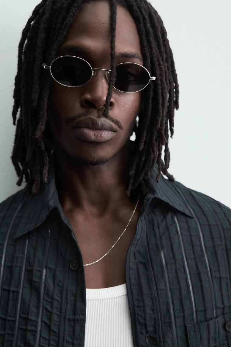 Рубашка в полоску из жаккарда