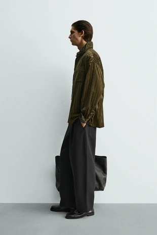 Вельветовая рубашка в полоску с рельефным узором- Заказать в России