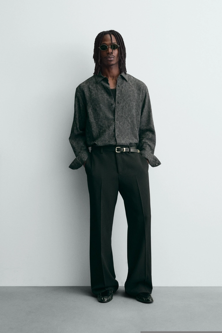 Рубашка с жаккардовым цветочным узором