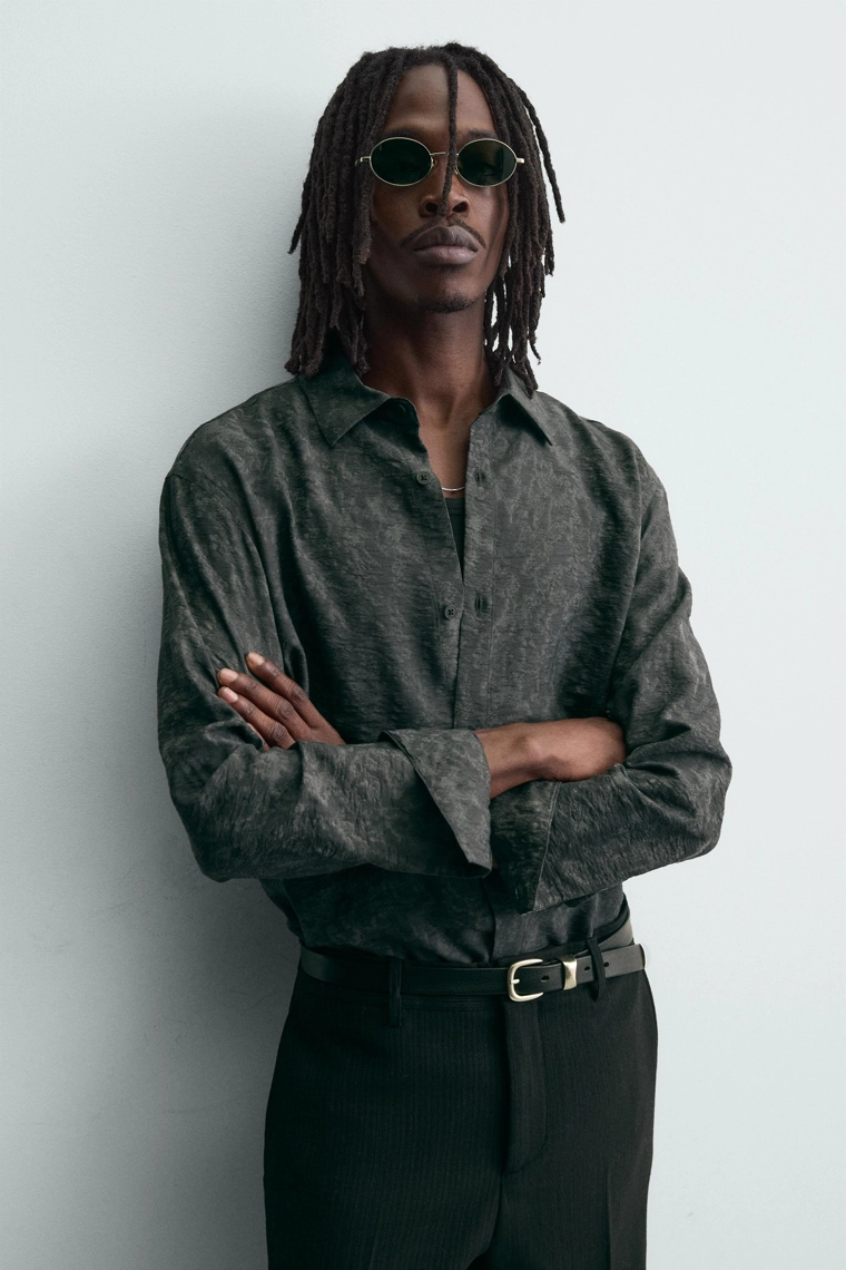 Рубашка с жаккардовым цветочным узором