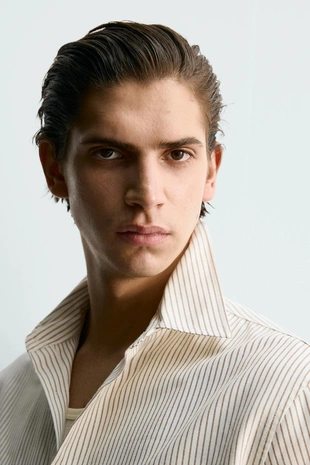 Рубашка структурная оксфорд в полоску- Заказать в России