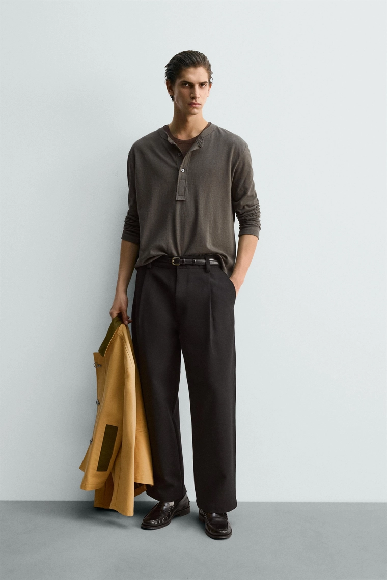 Футболка свободного кроя с воротником henley