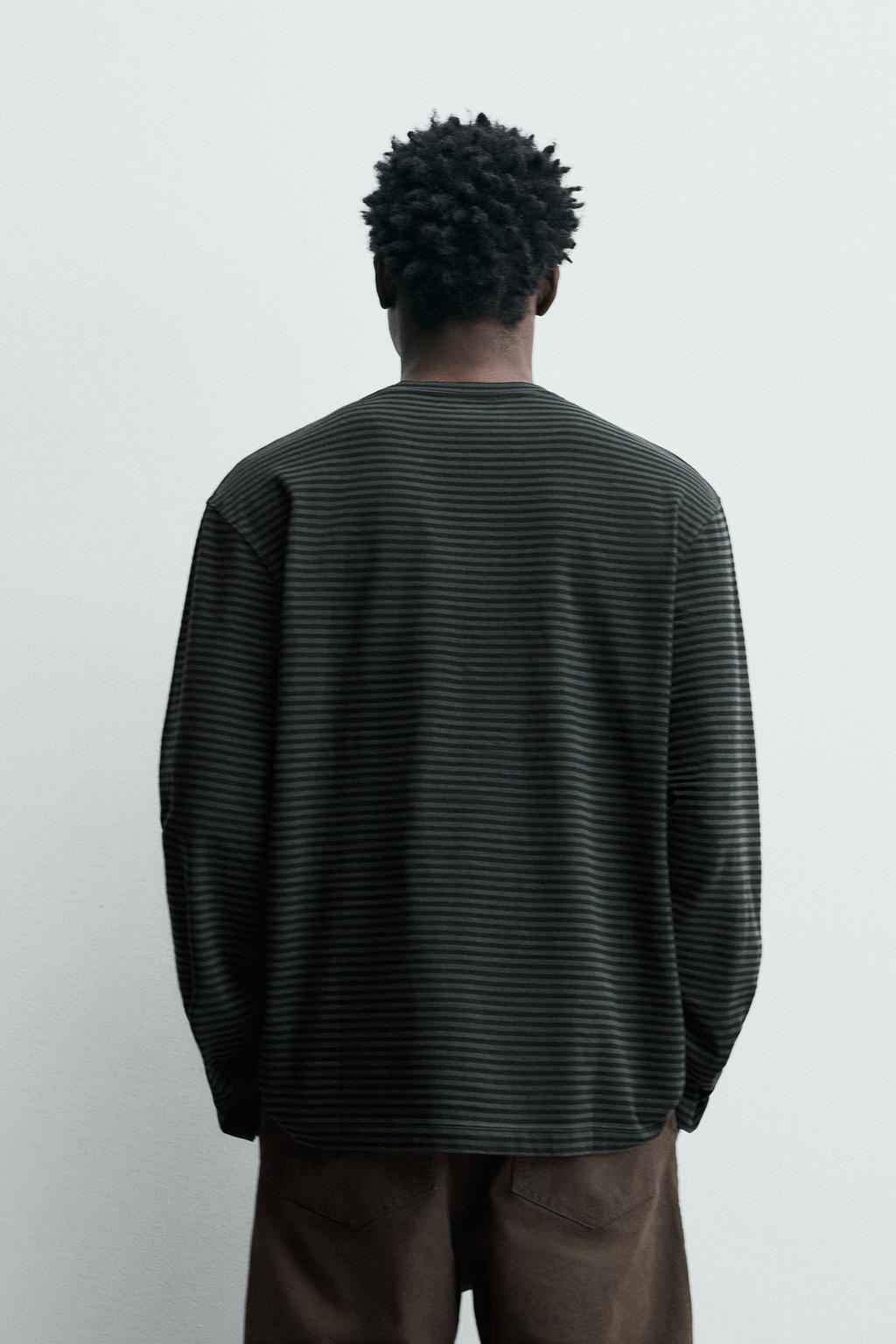 ХЛОПКОВАЯ ФУТБОЛКА В ПОЛОСКУ С ЭФФЕКТОМ ПОТЕРТОСТИ