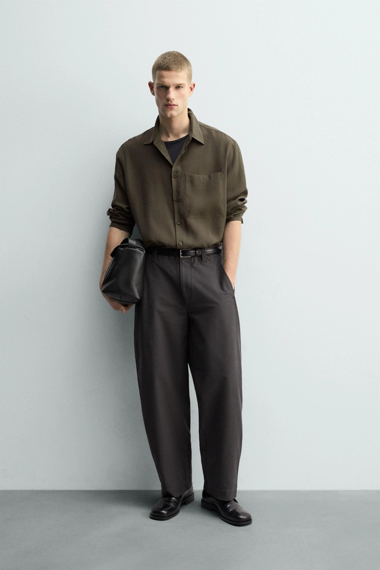 Рубашка из модально-вискозной ткани с карманом