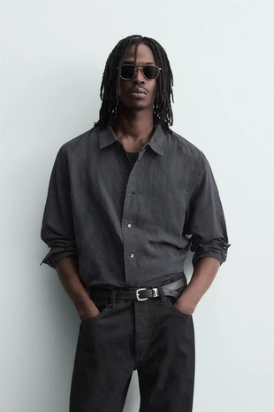 Рубашка из мягкого денима- Заказать в России