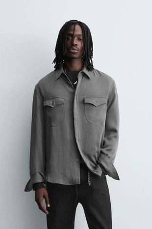 Свободная рубашка с карманами- Заказать в России