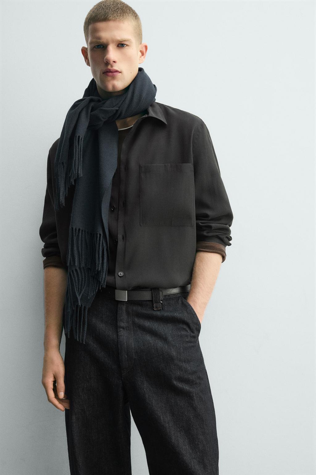 РУБАШКА СТРУЯЩЕГОСЯ ПОКРОЯ С КАРМАНОМ