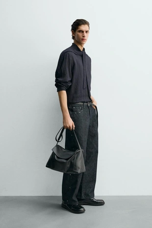 Рубашка из струящейся ткани с бантом- Заказать в России