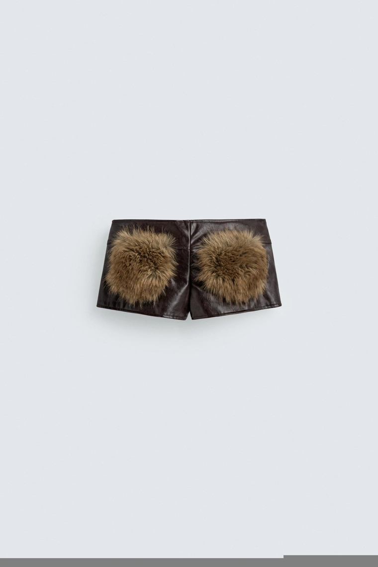 Мини-шорты из кожзама с эффектом комбинированной кожи harry lambert для zara x disney
