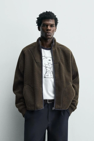 Толстовка из искусственной овчины на молнии- Заказать в России