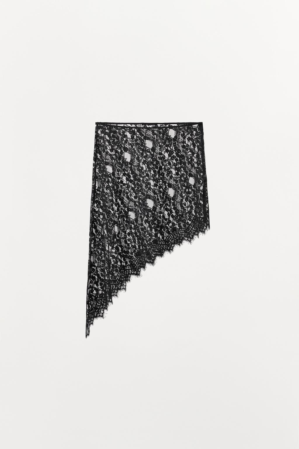 АСИММЕТРИЧНАЯ КРУЖЕВНАЯ ЮБКА МИДИ