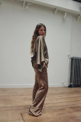 Брюки в пижамном стиле в полоску- Заказать в России