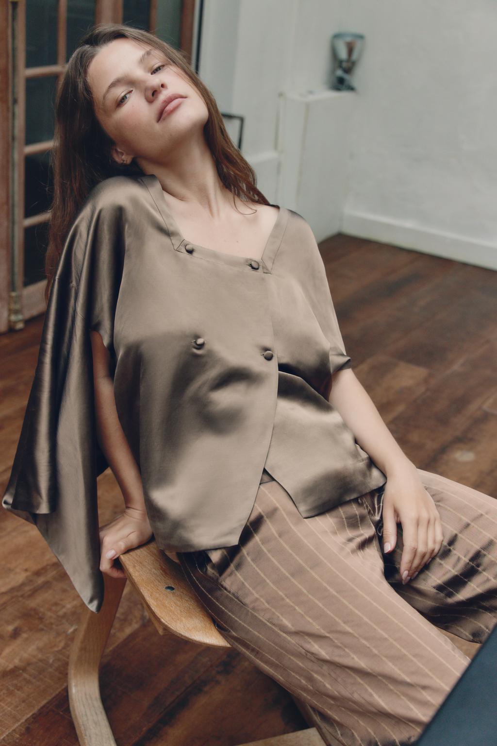 РУБАШКА С ЗАПАХОМ И ЛЬНОМ