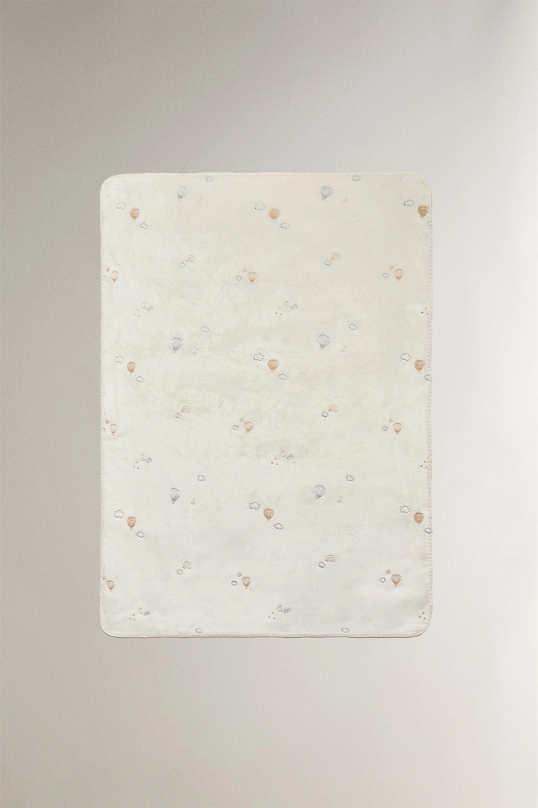 Плед для младенцев из флиса с вышитыми воздушными шарами