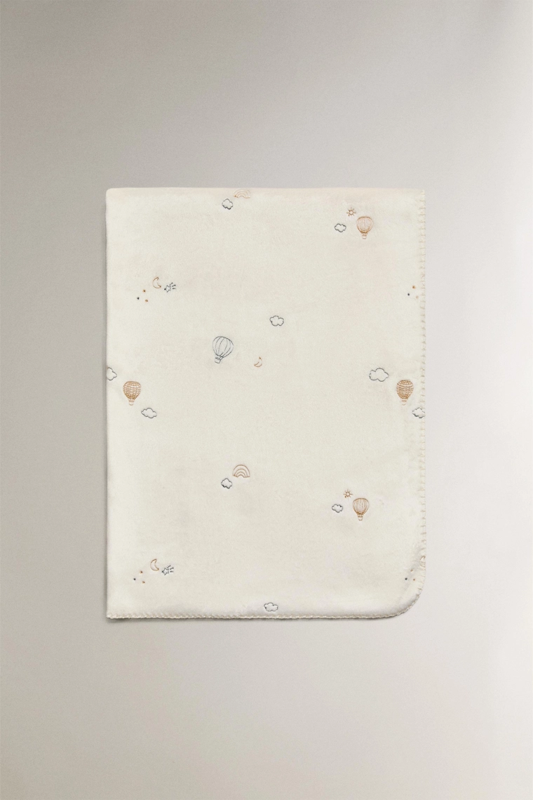 Плед для младенцев из флиса с вышитыми воздушными шарами