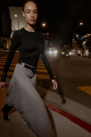 Юбка миди в клетку с ремнем- Заказать в России