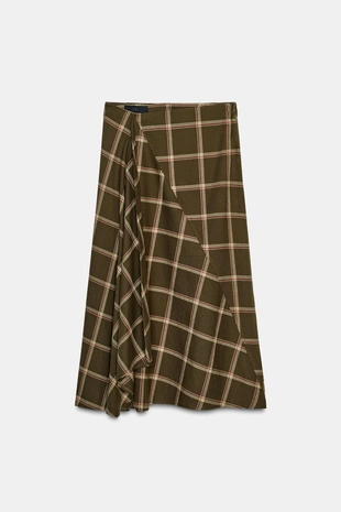 Юбка миди в клетку с воланами- Заказать в России