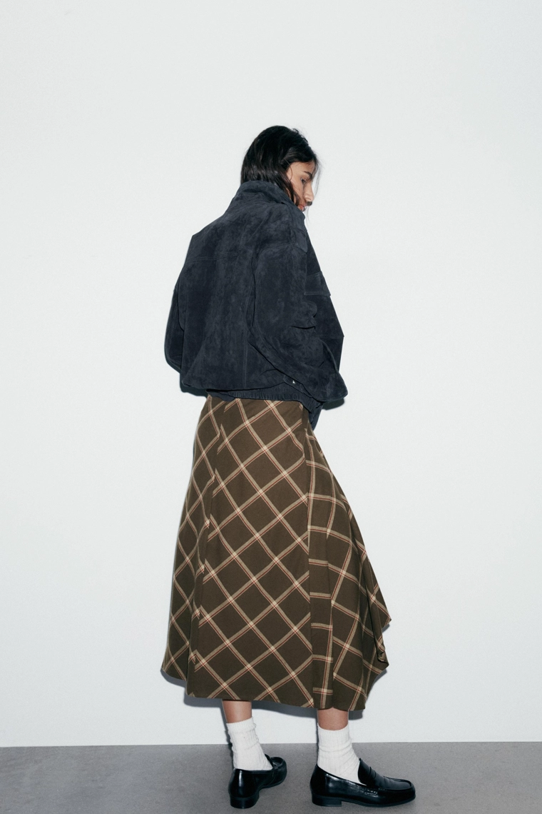 Юбка-миди клетчатая с оборками