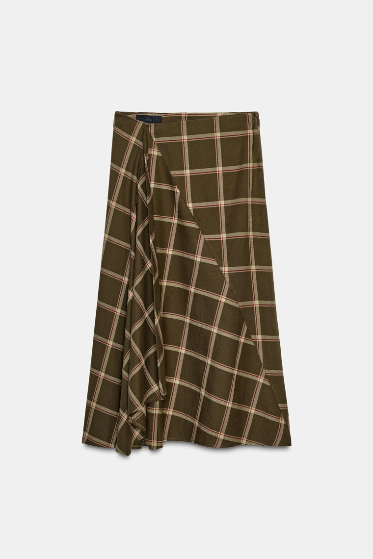 Юбка-миди клетчатая с оборками